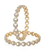M Creation  Beautiful CZ Studded Gold Plated Bangles Set for Women