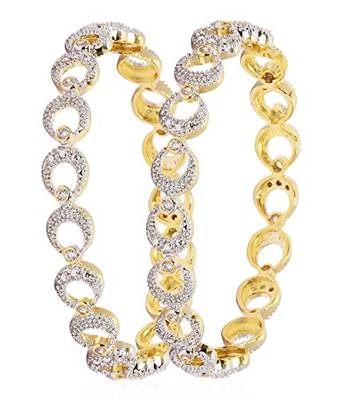 M Creation  Beautiful CZ Studded Gold Plated Bangles Set for Women 2