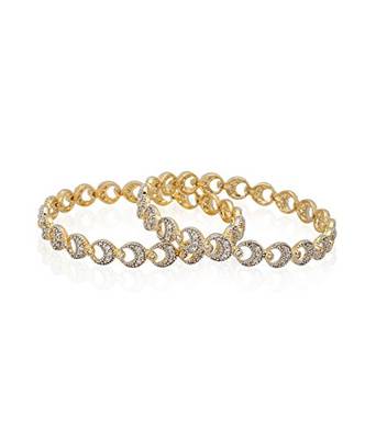 M Creation  Beautiful CZ Studded Gold Plated Bangles Set for Women 4