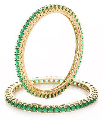 M Creation  Beautiful CZ Studded Gold Plated Bangles Set for Women 1