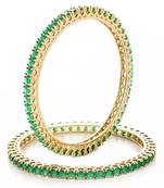 M Creation  Beautiful CZ Studded Gold Plated Bangles Set for Women