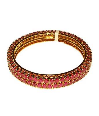 M Creation  Beautiful CZ Studded Gold Plated Bangles Set for Women 1