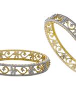 M Creation  Beautiful CZ Studded Gold Plated Bangles Set for Women