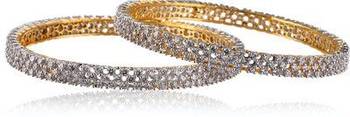 M Creation  Beautiful CZ Studded Gold Plated Bangles Set for Women 1