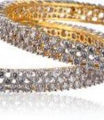 M Creation  Beautiful CZ Studded Gold Plated Bangles Set for Women