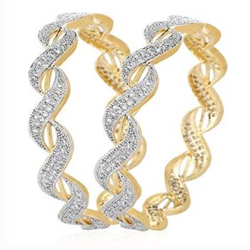 M Creation  Beautiful CZ Studded Gold Plated Bangles Set for Women 1