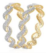M Creation  Beautiful CZ Studded Gold Plated Bangles Set for Women