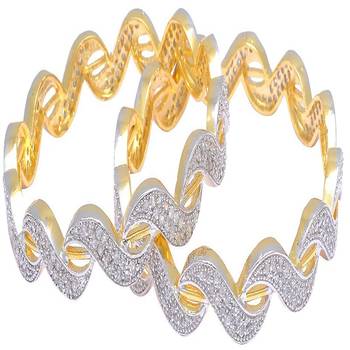 M Creation  Beautiful CZ Studded Gold Plated Bangles Set for Women 2