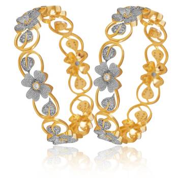 M Creation  Beautiful CZ Studded Gold Plated Bangles Set for Women 1