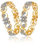 M Creation  Beautiful CZ Studded Gold Plated Bangles Set for Women