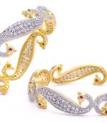 M Creation  Beautiful CZ Studded Gold Plated Bangles Set for Women