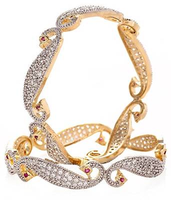 M Creation  Beautiful CZ Studded Gold Plated Bangles Set for Women 4