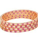 M Creation  Beautiful CZ Studded Gold Plated Bangles Set for Women