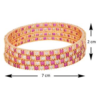 M Creation  Beautiful CZ Studded Gold Plated Bangles Set for Women 2