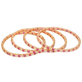 M Creation  Beautiful CZ Studded Gold Plated Bangles Set for Women 4