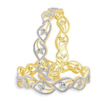 M Creation  Beautiful CZ Studded Gold Plated Bangles Set for Women 1