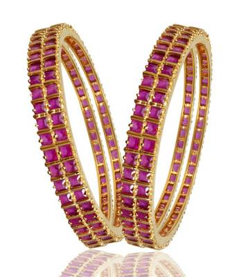 M Creation  Beautiful CZ Studded Gold Plated Bangles Set for Women 1