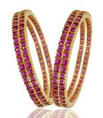 M Creation  Beautiful CZ Studded Gold Plated Bangles Set for Women