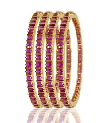 M Creation  Beautiful CZ Studded Gold Plated Bangles Set for Women 2