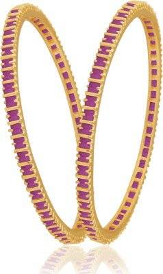 M Creation  Beautiful CZ Studded Gold Plated Bangles Set for Women 1