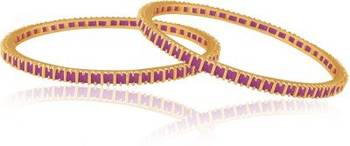 M Creation  Beautiful CZ Studded Gold Plated Bangles Set for Women 2