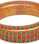 M Creation  Beautiful CZ Studded Gold Plated Bangles Set for Women
