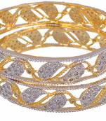 M Creation  Beautiful CZ Studded Gold Plated Bangles Set for Women