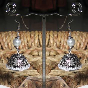 Pearl White Bead Jhumkas 1