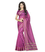 Magenta plain chanderi silk saree With Blouse