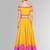 Yellow Printed Raw Silk unstitched lehenga-choli