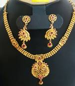 Georgeous Gold Plated Peacock Necklace Set