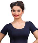 Navy And Blue Cotton Lycra  Readymade Blouse