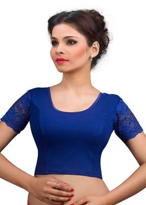 Royal And Blue Cotton Lycra  Readymade Blouse 1