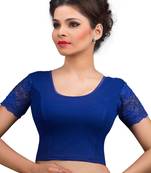 Royal And Blue Cotton Lycra  Readymade Blouse