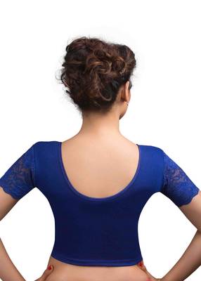 Royal And Blue Cotton Lycra  Readymade Blouse 3