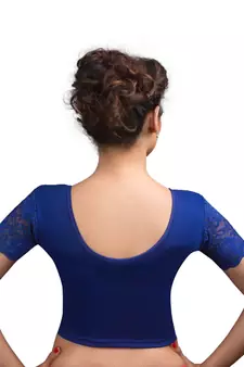 Royal And Blue Cotton Lycra  Readymade Blouse