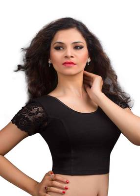 Black Cotton Lycra  Readymade Blouse 2