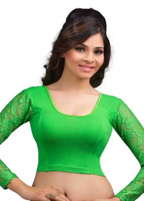 Parrot And Green Cotton Lycra  Readymade Blouse 1