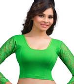 Parrot And Green Cotton Lycra  Readymade Blouse
