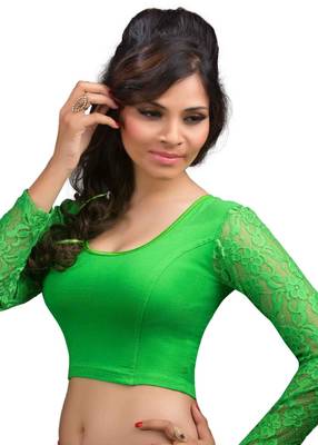 Parrot And Green Cotton Lycra  Readymade Blouse 2