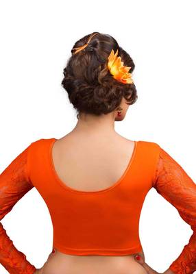 Orange Cotton Lycra  Readymade Blouse 3