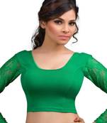 Green Cotton Lycra  Readymade Blouse