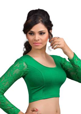Green Cotton Lycra  Readymade Blouse 2
