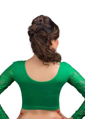 Green Cotton Lycra  Readymade Blouse 3