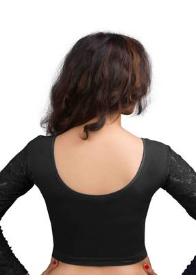 Black Cotton Lycra  Readymade Blouse 3