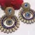 Blue stone pearl polki earrings