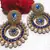 Blue stone pearl polki earrings