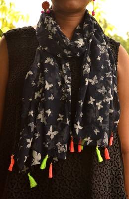 Designer quirky trendy printed multicolour scarf 1
