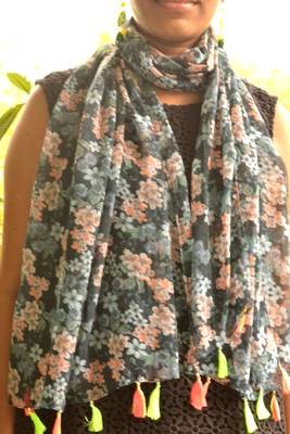 Designer quirky trendy printed multicolour scarf 1
