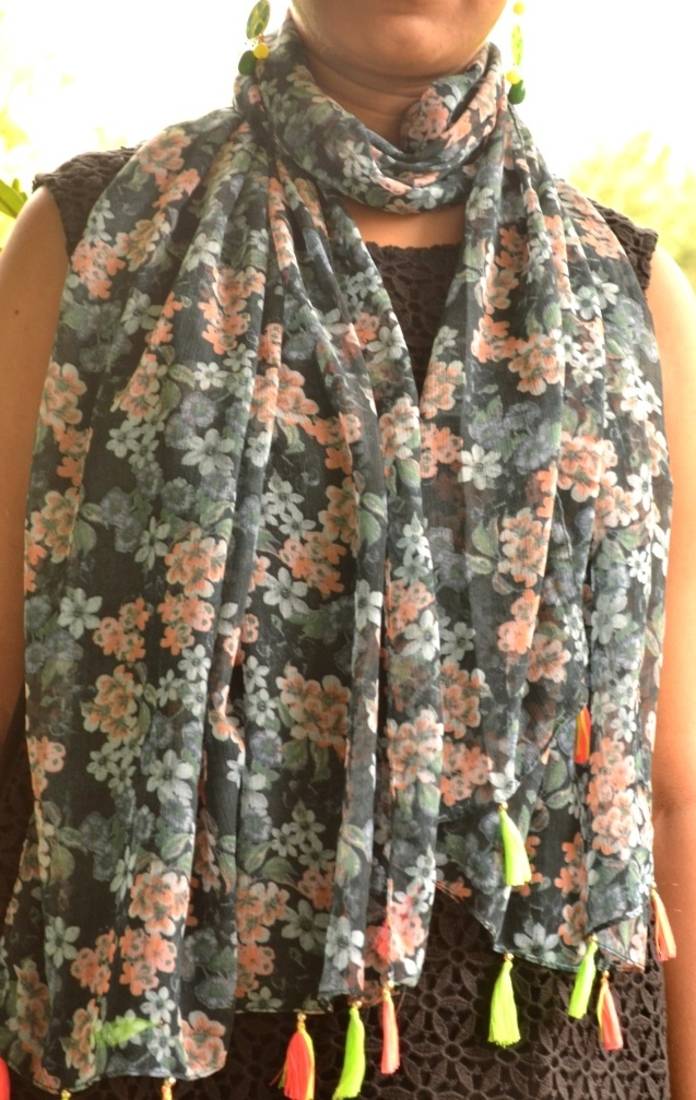 Designer quirky trendy printed multicolour scarf